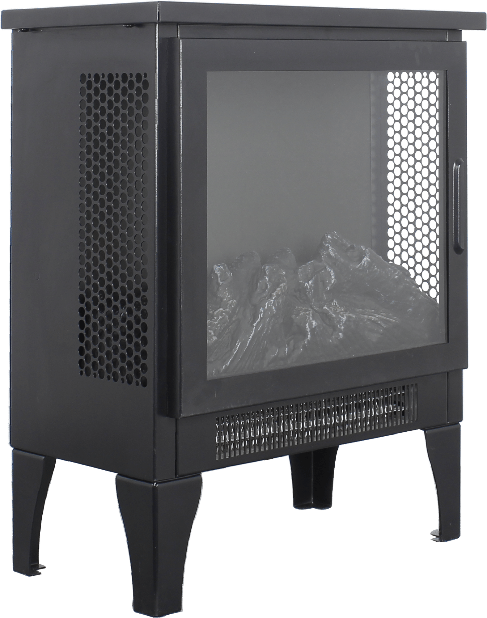 17" Freestanding Electric Fireplace Stove Heater with 3D Flame Effect – 1400W/700W, Overheat Protection & Panoramic View