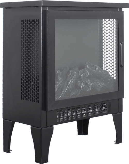 17" Freestanding Electric Fireplace Stove Heater with 3D Flame Effect – 1400W/700W, Overheat Protection & Panoramic View