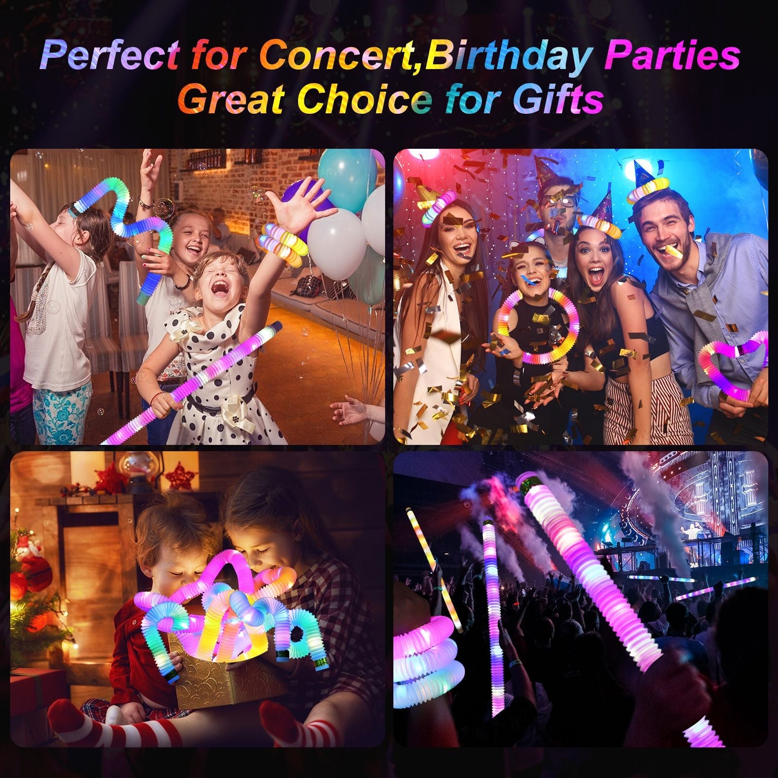 LED Glow Pop Tubes – Light Up Sensory Toy for Kids Party Christmas Holiday Gift