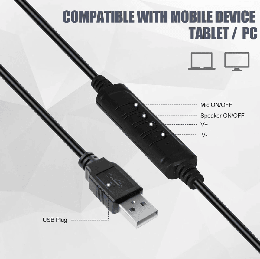USB Headset with Noise Cancelling Microphone for PC — Computer Headphone for Calls, Chat & Work From Home
