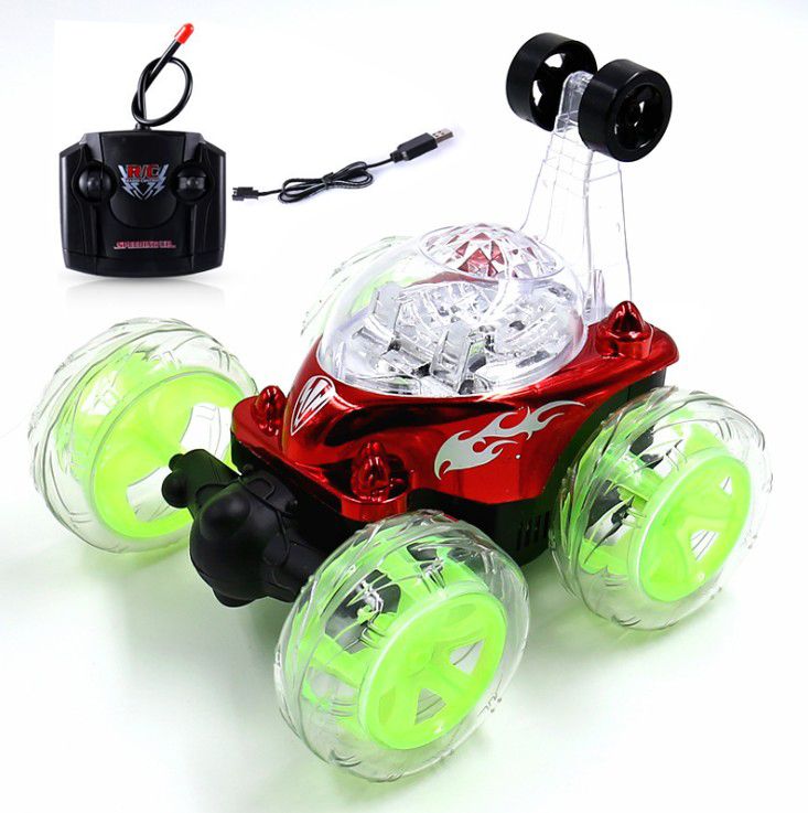 Mini voiture cascadeuse RC 360° – Voiture tout-terrain télécommandée lumineuse à dérive avec musique pour enfants (Rechargeable)