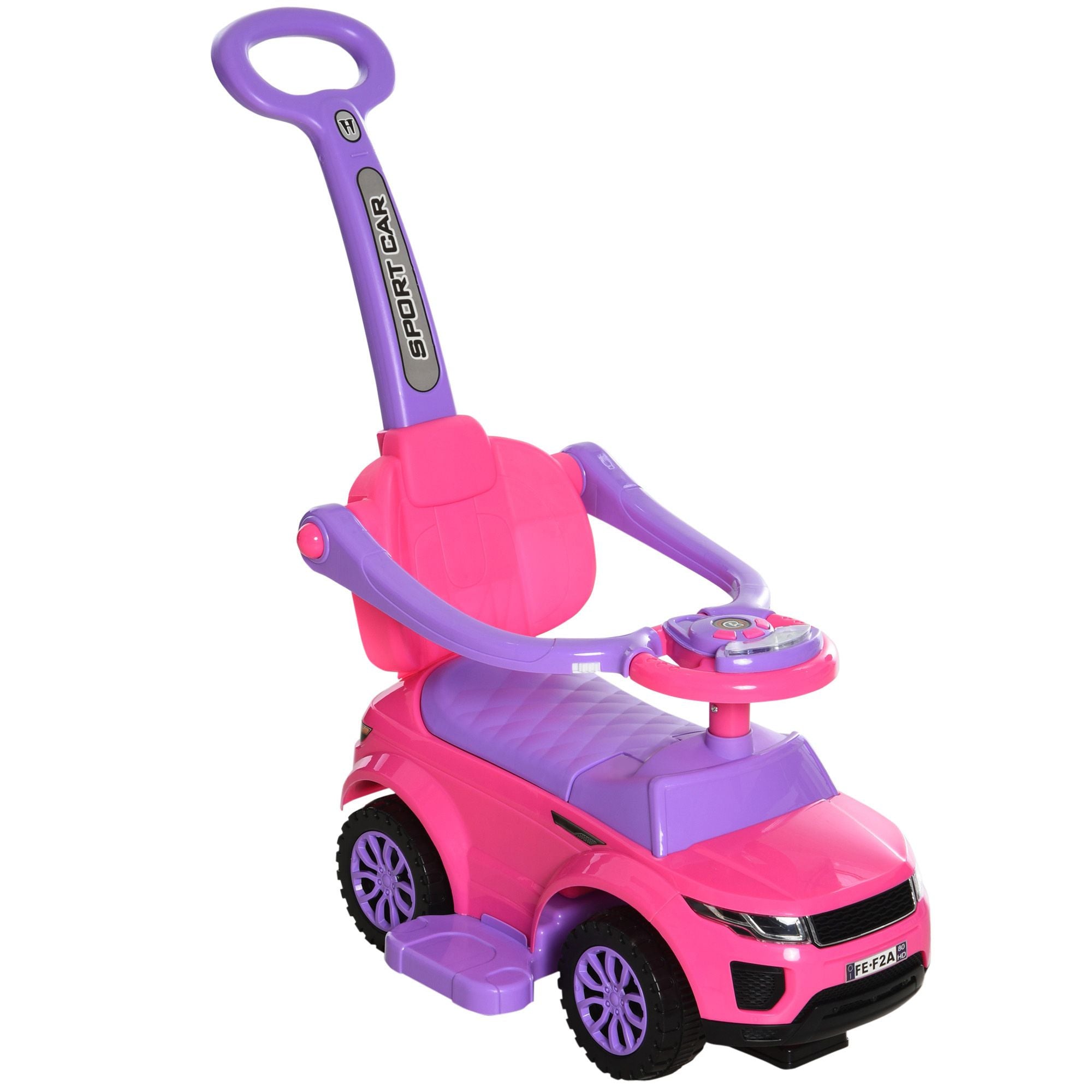 3‑in‑1 Toddler Ride‑On Push Car – Stroller, Sliding Walker & Ride‑On Toy with Music, Horn & Lights (Pink, Ages 1–3)