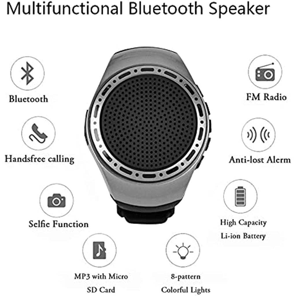 Wearable Bluetooth Speaker Watch – MP3 Player, FM Radio, Selfie & Colorful LED Lights | Waterproof