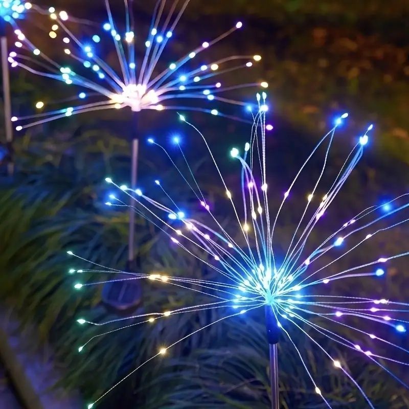 120‑LED Solar Fireworks Lights – Starburst Garden Lights with 8 Modes, Waterproof, Solar‑Powered Pathway Décor (4‑Pack)