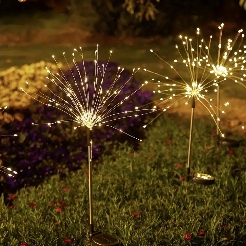 120‑LED Solar Fireworks Lights – Starburst Garden Lights with 8 Modes, Waterproof, Solar‑Powered Pathway Décor (4‑Pack)