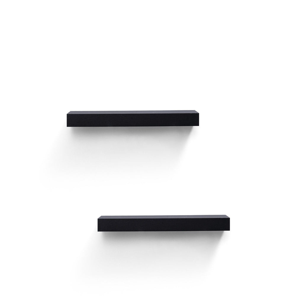 18.11" Floating Wall Shelves with LED Lighting – Black Wood Shelves with Invisible Brackets for Bathroom, Bedroom, Kitchen & Living Room
