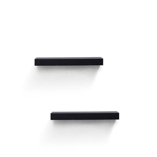 18.11" Floating Wall Shelves with LED Lighting – Black Wood Shelves with Invisible Brackets for Bathroom, Bedroom, Kitchen & Living Room