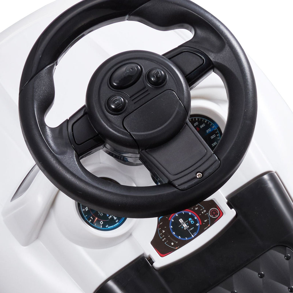 Ride‑On Push Car for Toddlers (Ages 1–3) – Sit‑to‑Stand Racer with Music Steering Wheel & Under‑Seat Storage – White