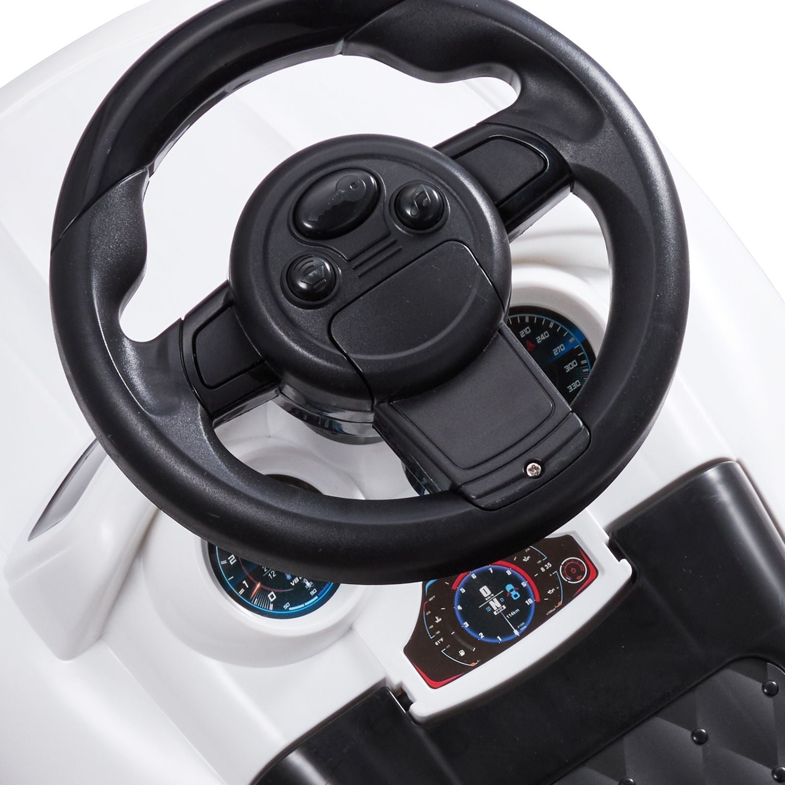 Ride‑On Push Car for Toddlers (Ages 1–3) – Sit‑to‑Stand Racer with Music Steering Wheel & Under‑Seat Storage – White