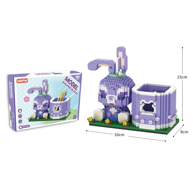Disney Series Building Block Pen Holder – Stitch Winnie the Pooh DIY Puzzle Assembly Toy and Desk Organizer