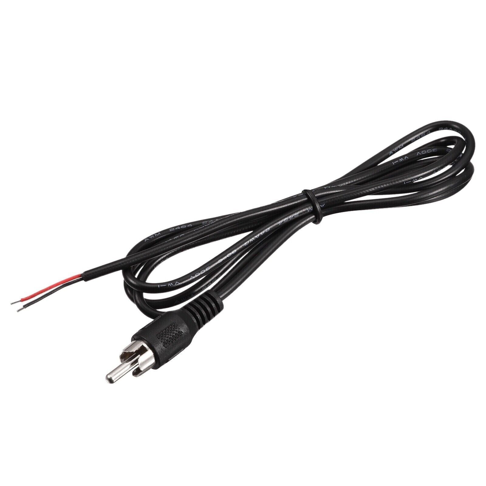 2‑Pack 10 FT RCA Male Plug to Bare Wire Audio Cable – Speaker, Subwoofer & HDTV Connection