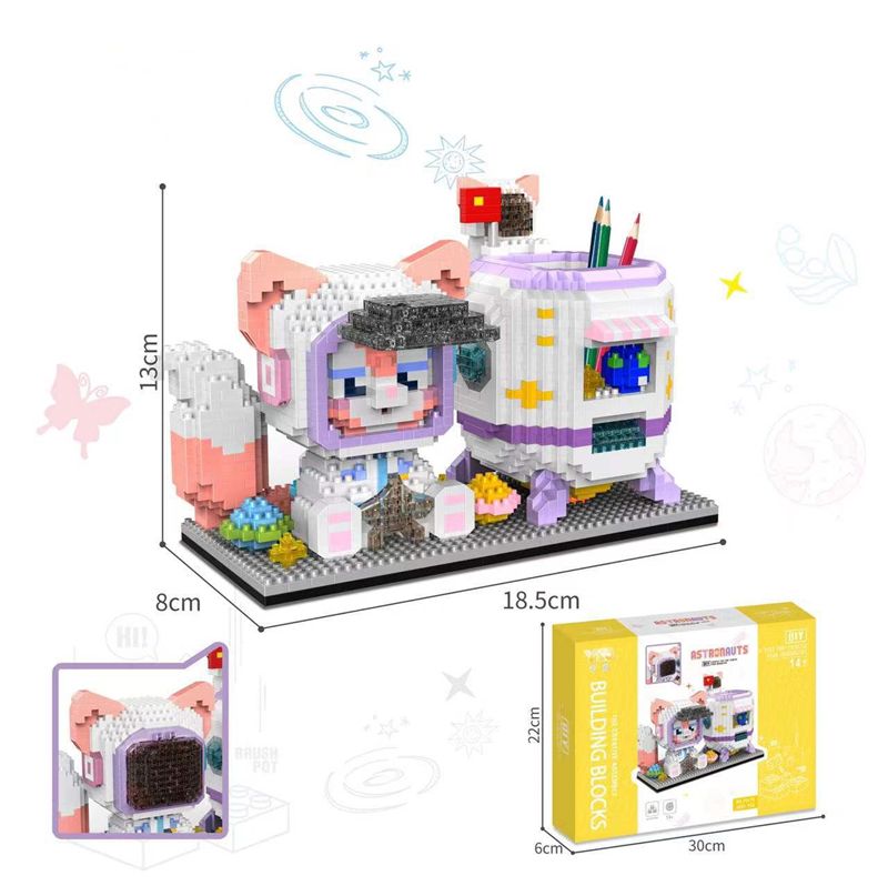 Disney Series Building Block Pen Holder – Stitch Winnie the Pooh DIY Puzzle Assembly Toy and Desk Organizer