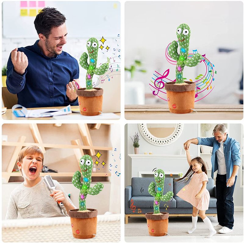 Dancing Cactus Plush Toy – Singing Recording LED Light Kids Educational Gift