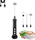 Rechargeable Handheld Milk Frother – 3 Detachable Stainless Steel Whisks, 3‑Speed Electric Foam Maker with Storage & Charging Base