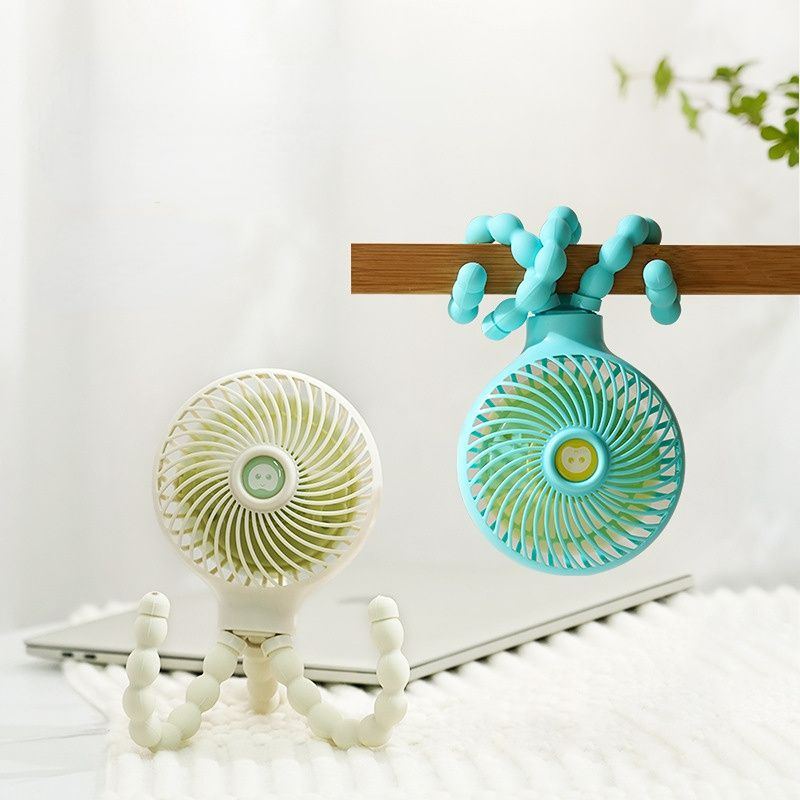 Mini Octopus Stroller Fan – Flexible Tripod Baby Fan with 360° Rotation & USB Rechargeable Power