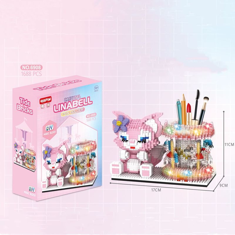 Disney Series Building Block Pen Holder – Stitch Winnie the Pooh DIY Puzzle Assembly Toy and Desk Organizer