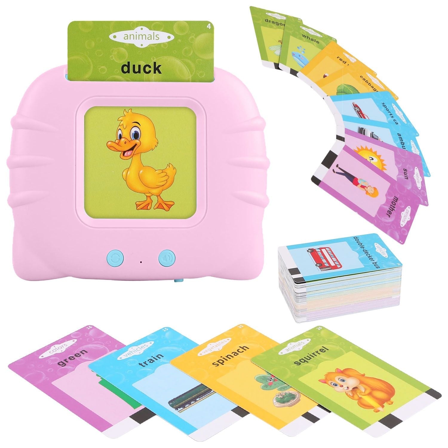 Talking Flash Cards Learning Machine – 224 Words, 112 Double‑Sided Cards, Cognitive Audio Reader for Toddlers (Ages 1–5)