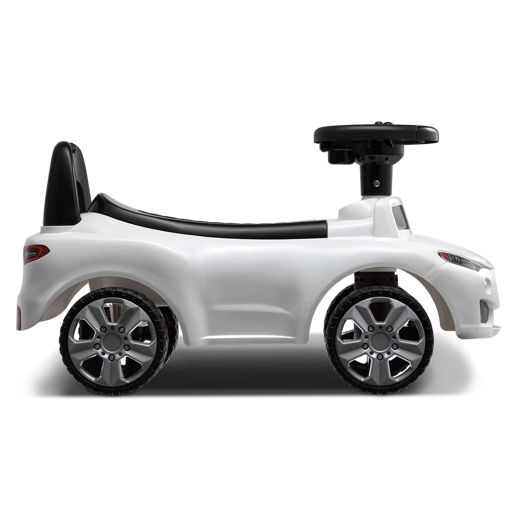 Ride‑On Push Car for Toddlers (Ages 1–3) – Sit‑to‑Stand Racer with Music Steering Wheel & Under‑Seat Storage – White
