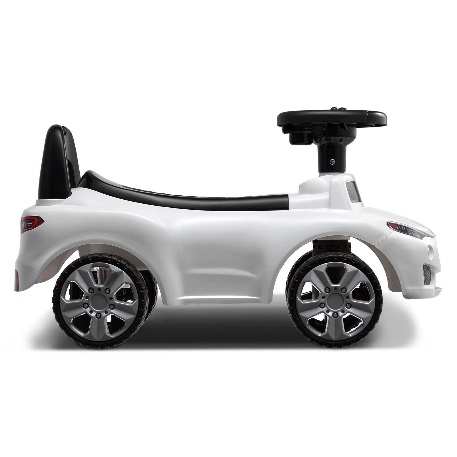 Ride‑On Push Car for Toddlers (Ages 1–3) – Sit‑to‑Stand Racer with Music Steering Wheel & Under‑Seat Storage – White