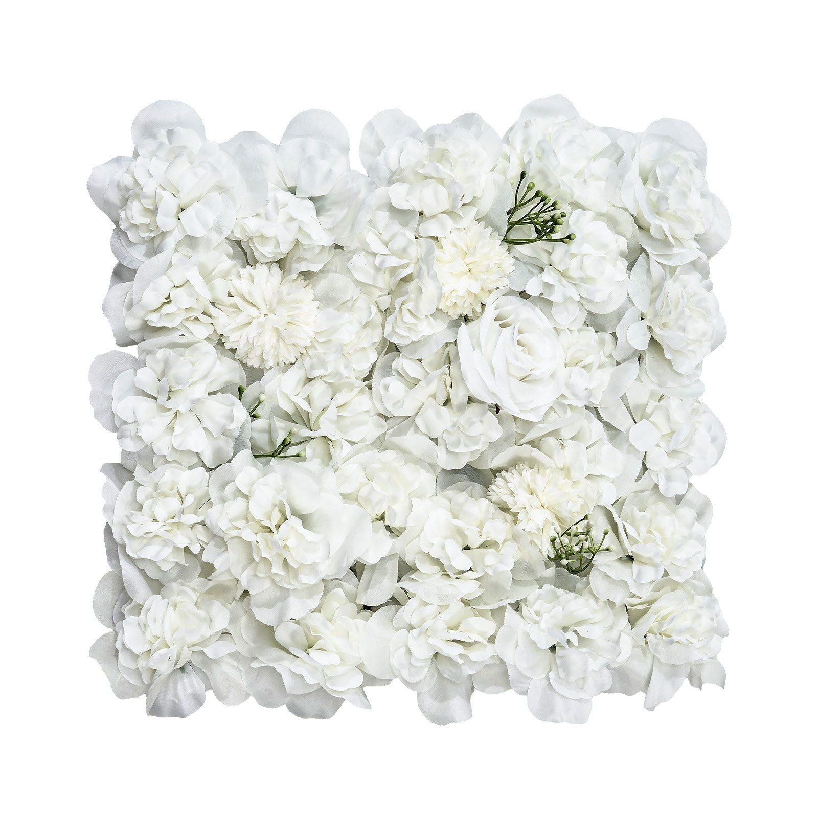 3D Flower Wall Panels – 24 PCS (15" × 15") Artificial Floral Backdrop with Mesh Backing, Seamless Design & Easy Installation – White