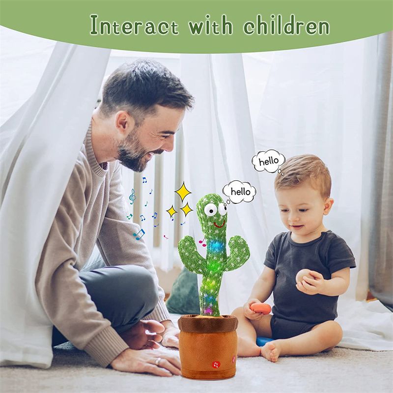 Dancing Cactus Plush Toy – Singing Recording LED Light Kids Educational Gift