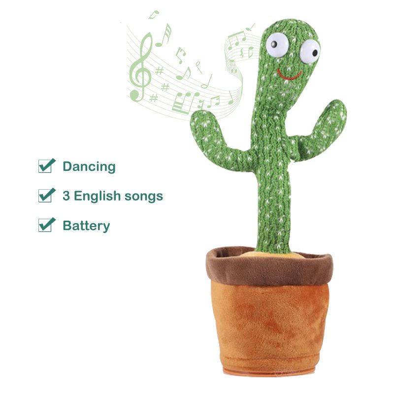 Dancing Cactus Plush Toy – Singing Recording LED Light Kids Educational Gift