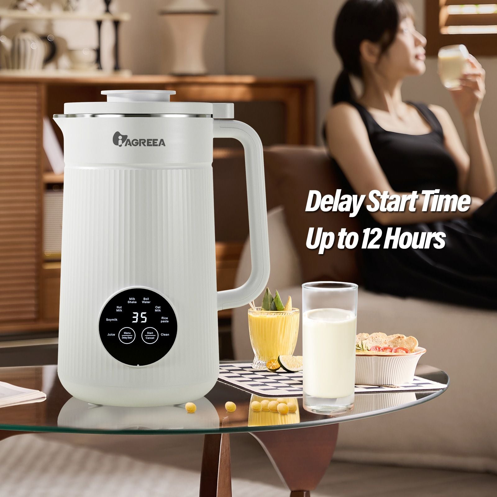 IAGREEA Nut Milk Maker 35oz | Almond Oat Soy Plant-Based Milk Machine