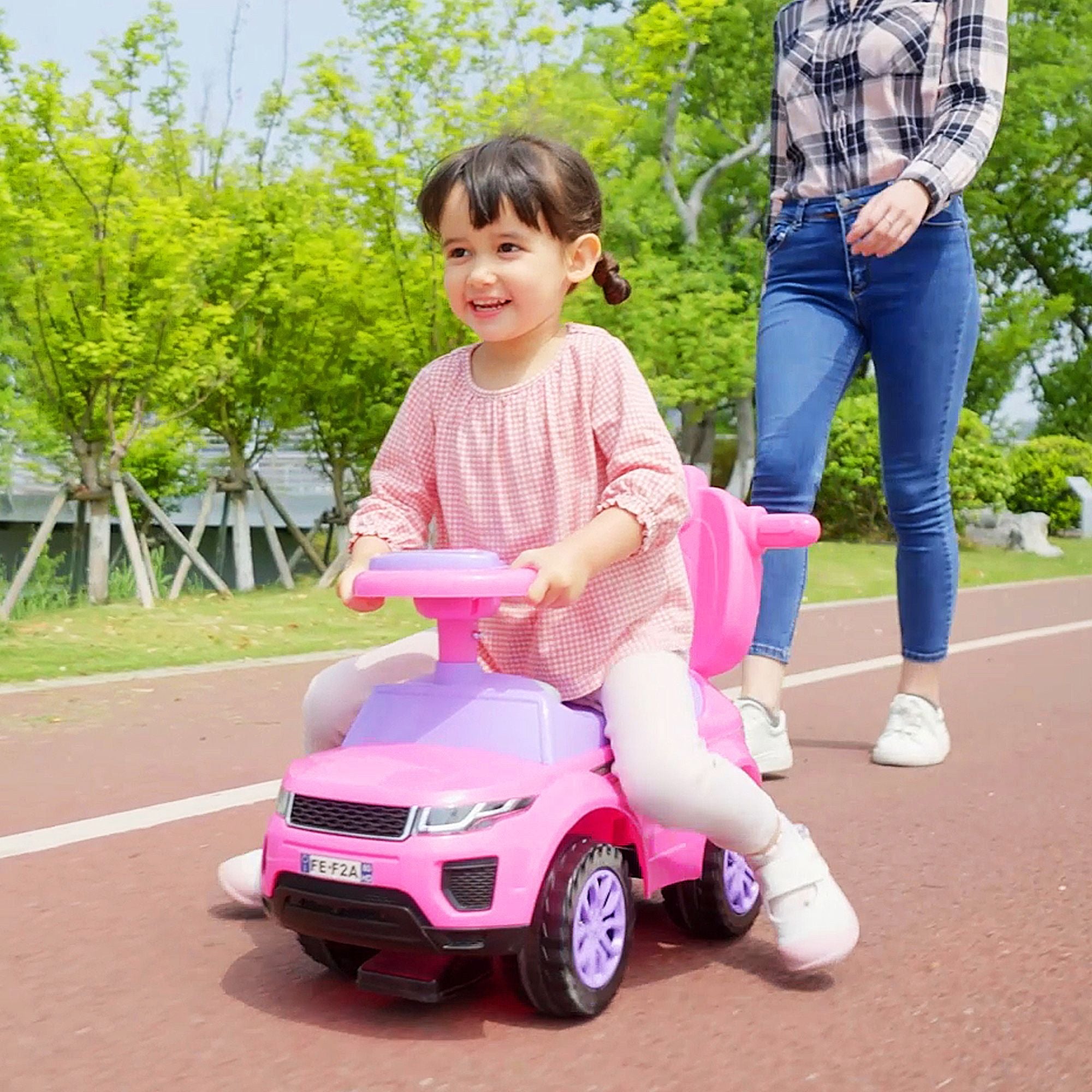 3‑in‑1 Toddler Ride‑On Push Car – Stroller, Sliding Walker & Ride‑On Toy with Music, Horn & Lights (Pink, Ages 1–3)
