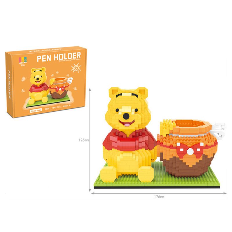 Disney Series Building Block Pen Holder – Stitch Winnie the Pooh DIY Puzzle Assembly Toy and Desk Organizer