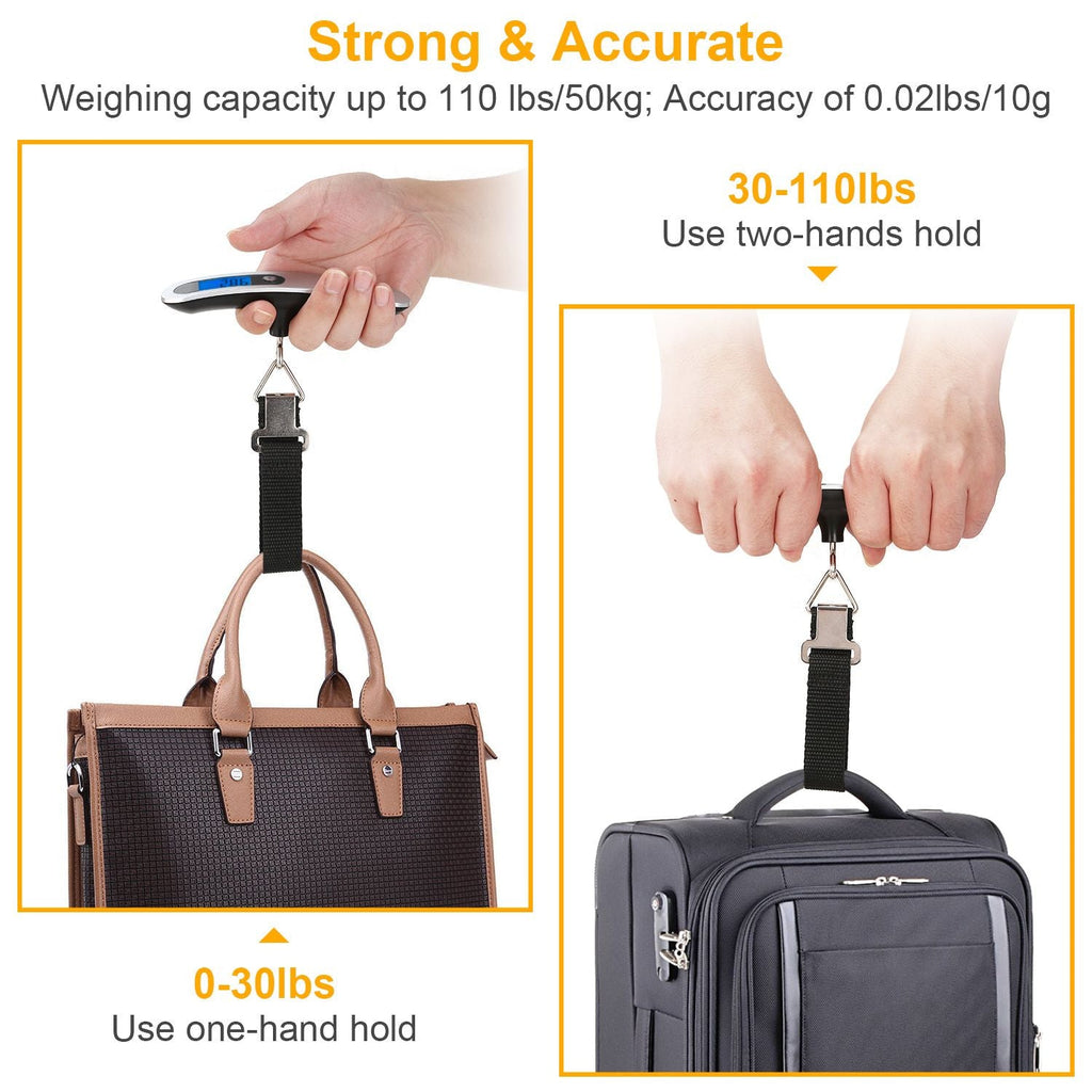 Portable Digital Luggage Scale – 110lb/50kg with LCD Backlight & Auto-Off | Travel Scale