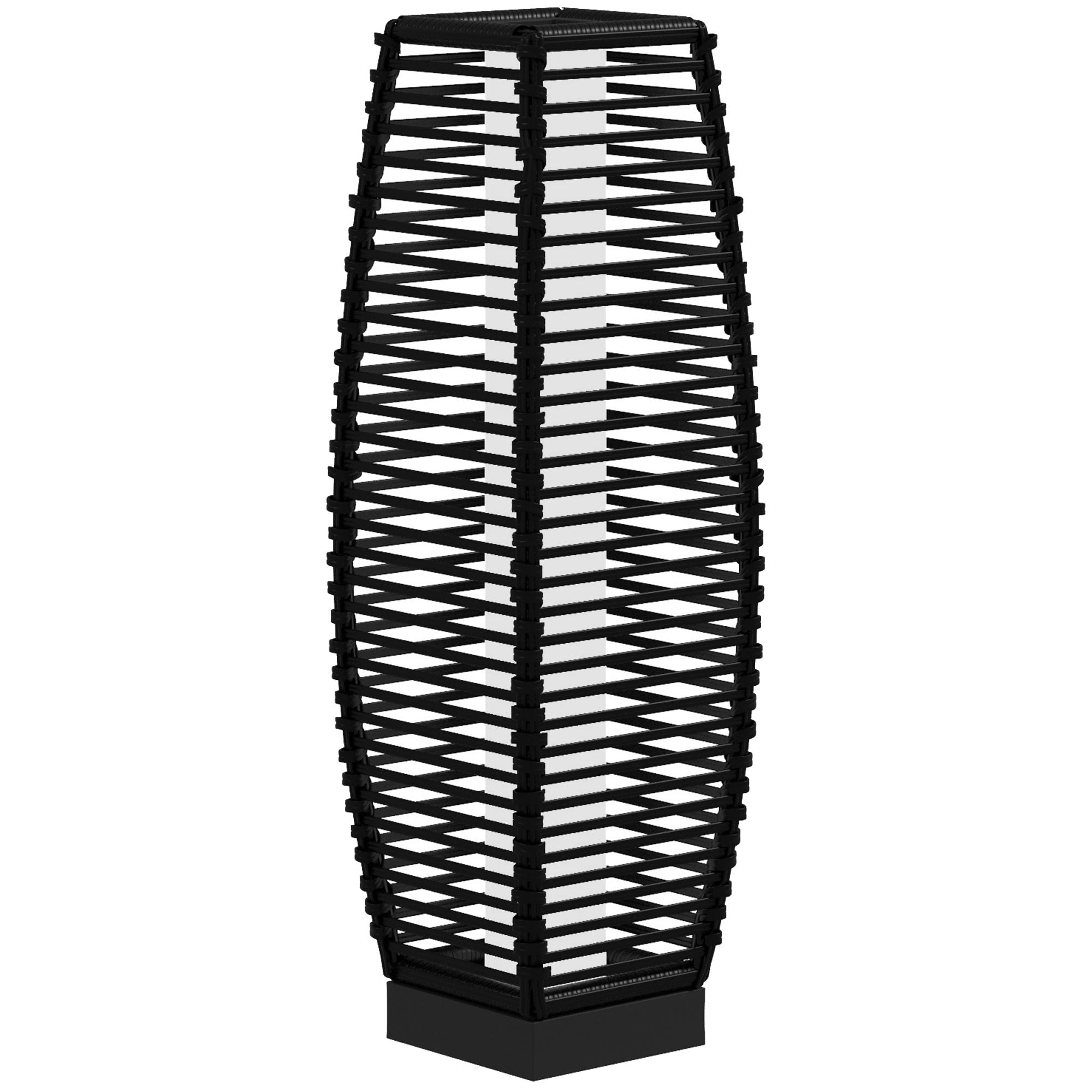 Solar Rattan Floor Lamp – Outdoor Waterproof Garden Lantern with Auto On/Off LED, Black