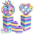 Macaron Color Magnetic Building Blocks – Large Educational Construction Set with Storage Bag for Kids