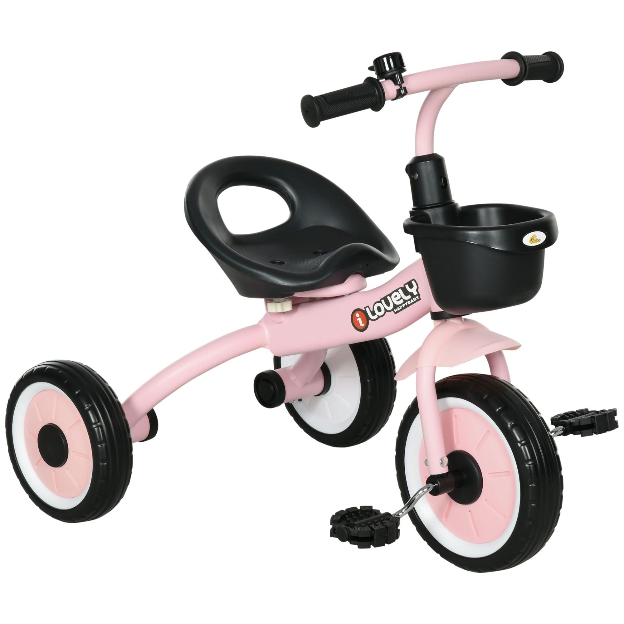 Pink Kids Tricycle for Toddlers Age 2-5 — Adjustable Seat, Bell & Basket