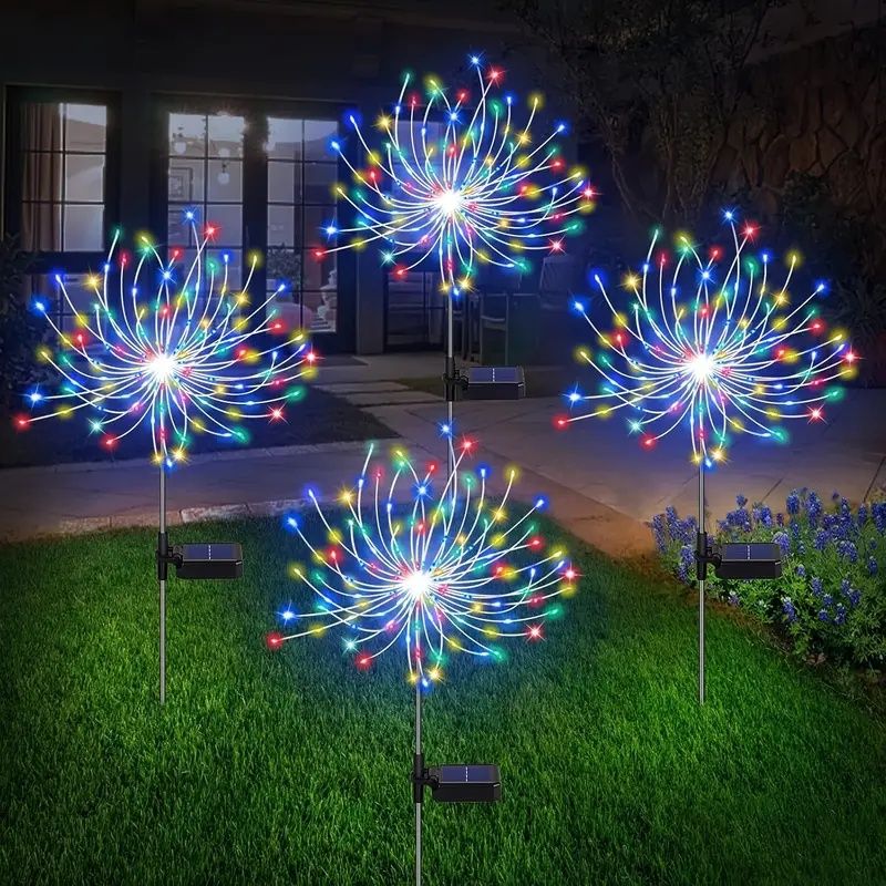 120‑LED Solar Fireworks Lights – Starburst Garden Lights with 8 Modes, Waterproof, Solar‑Powered Pathway Décor (4‑Pack)