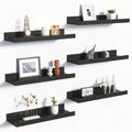 8‑Pack 15.8" Floating Wall Shelves – Rustic Brown Heavy‑Duty Wall‑Mounted Storage Set