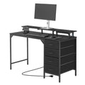 47" LED Gaming Desk with Power Outlets, Monitor Stand & 4 Drawers – Home Office & Gaming, Black