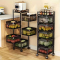 5-Tier Rotating Kitchen Storage Shelf on Wheels – Metal Multi-Purpose Organizer