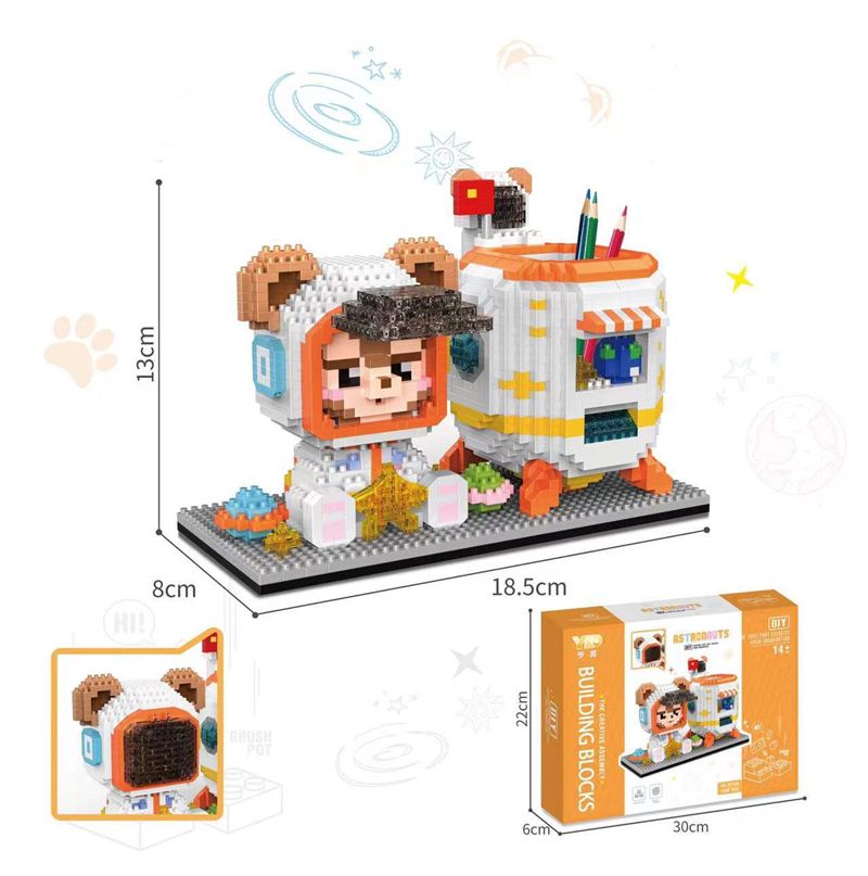 Disney Series Building Block Pen Holder – Stitch Winnie the Pooh DIY Puzzle Assembly Toy and Desk Organizer