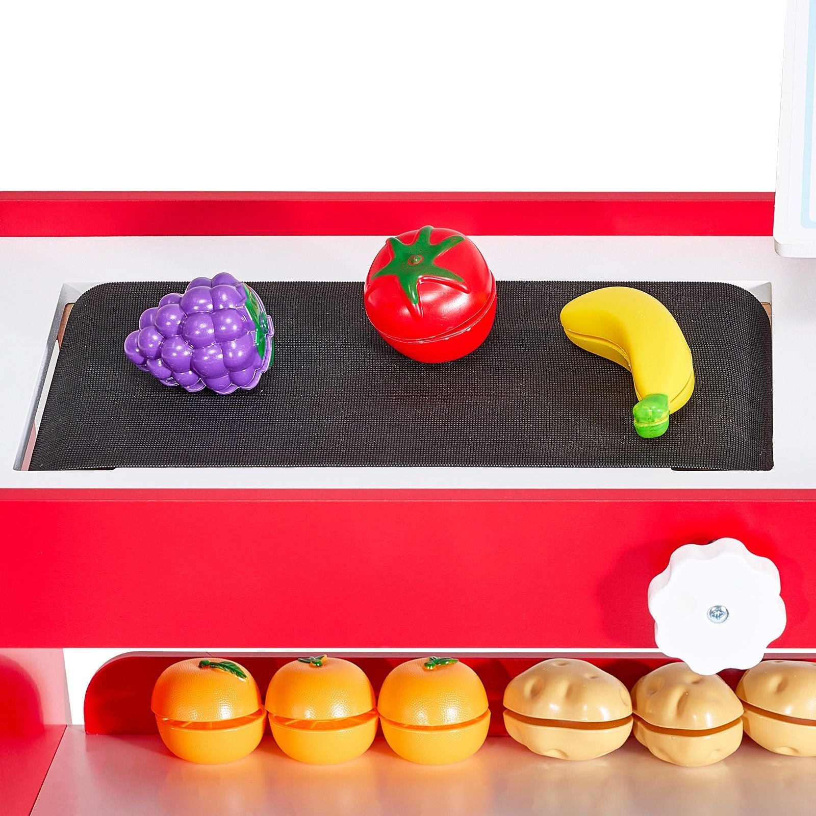 Kids Wooden Grocery Store Playset — Conveyor Belt, Scanner, Cash Register & 35 Accessories