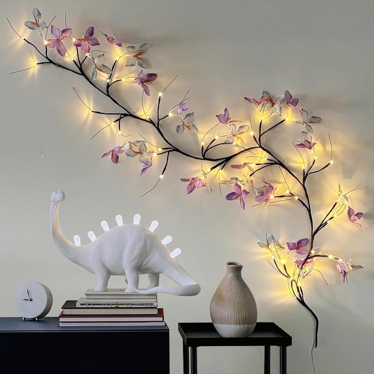 48‑LED Enchanted Vine Light with Butterflies – 5.9 FT Warm White Wall Deco