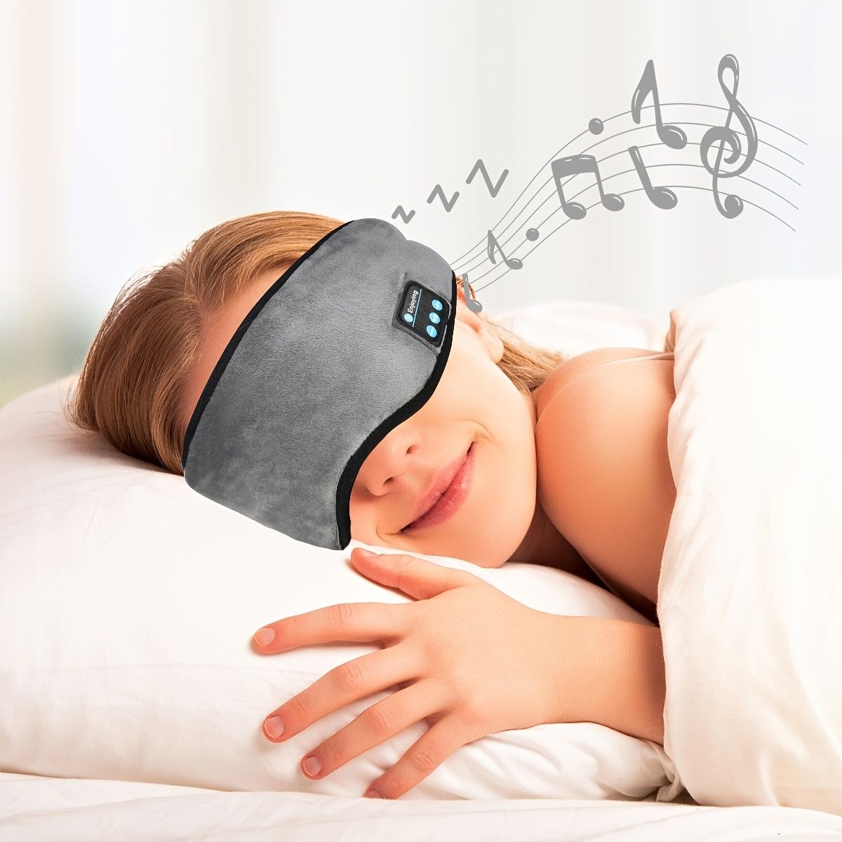 Wireless Sleep Mask Headphones — Bluetooth Music Eye Mask for Side Sleepers, Ultra0Soft Thin Speakers for Men & Women