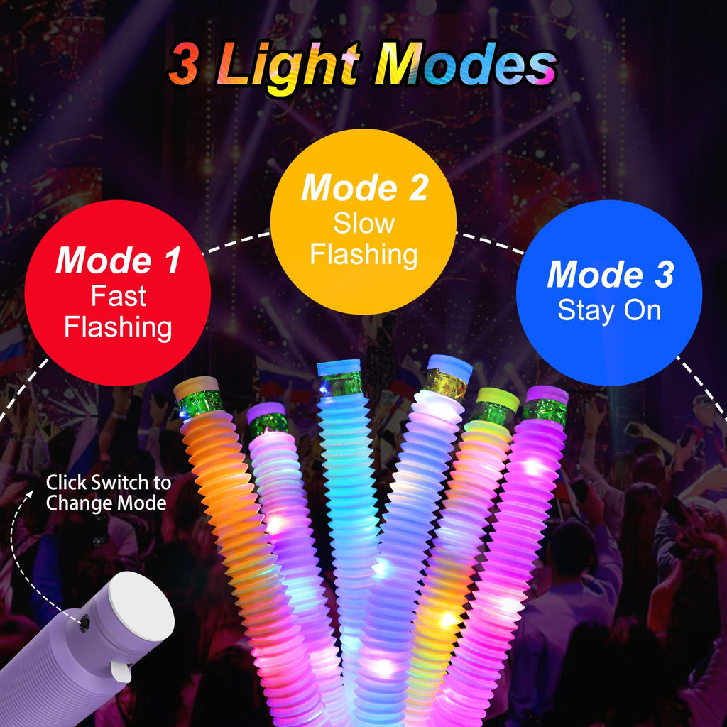 LED Glow Pop Tubes – Light Up Sensory Toy for Kids Party Christmas Holiday Gift