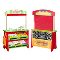 VEVOR 2‑in‑1 Wooden Puppet Theater & Grocery Store Playset – Double‑Sided Market Stand with Curtains, Chalkboard & Cash Register