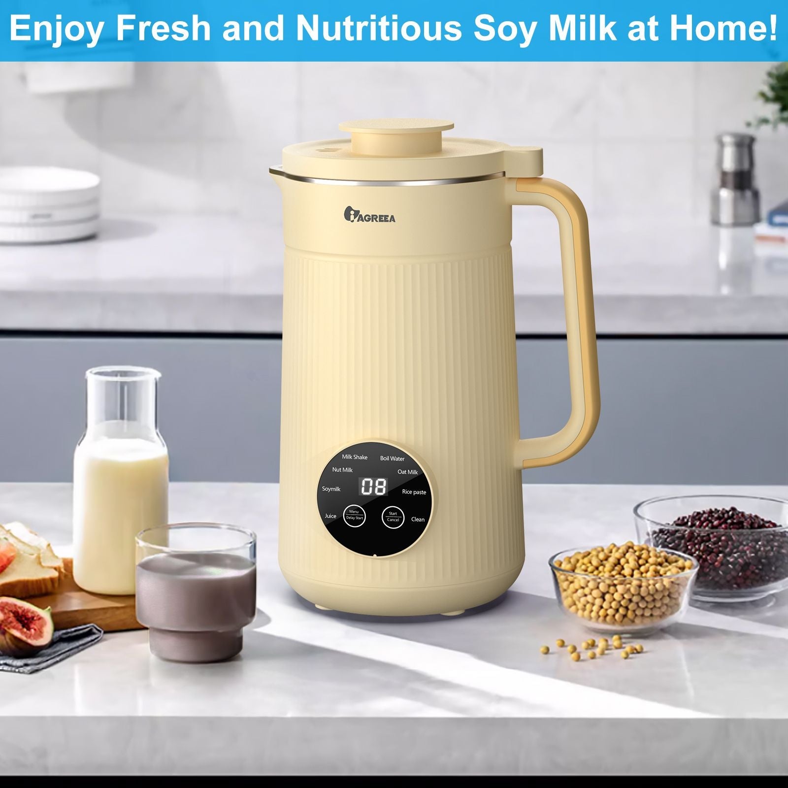 IAGREEA Nut Milk Maker 35oz | Almond Oat Soy Plant-Based Milk Machine