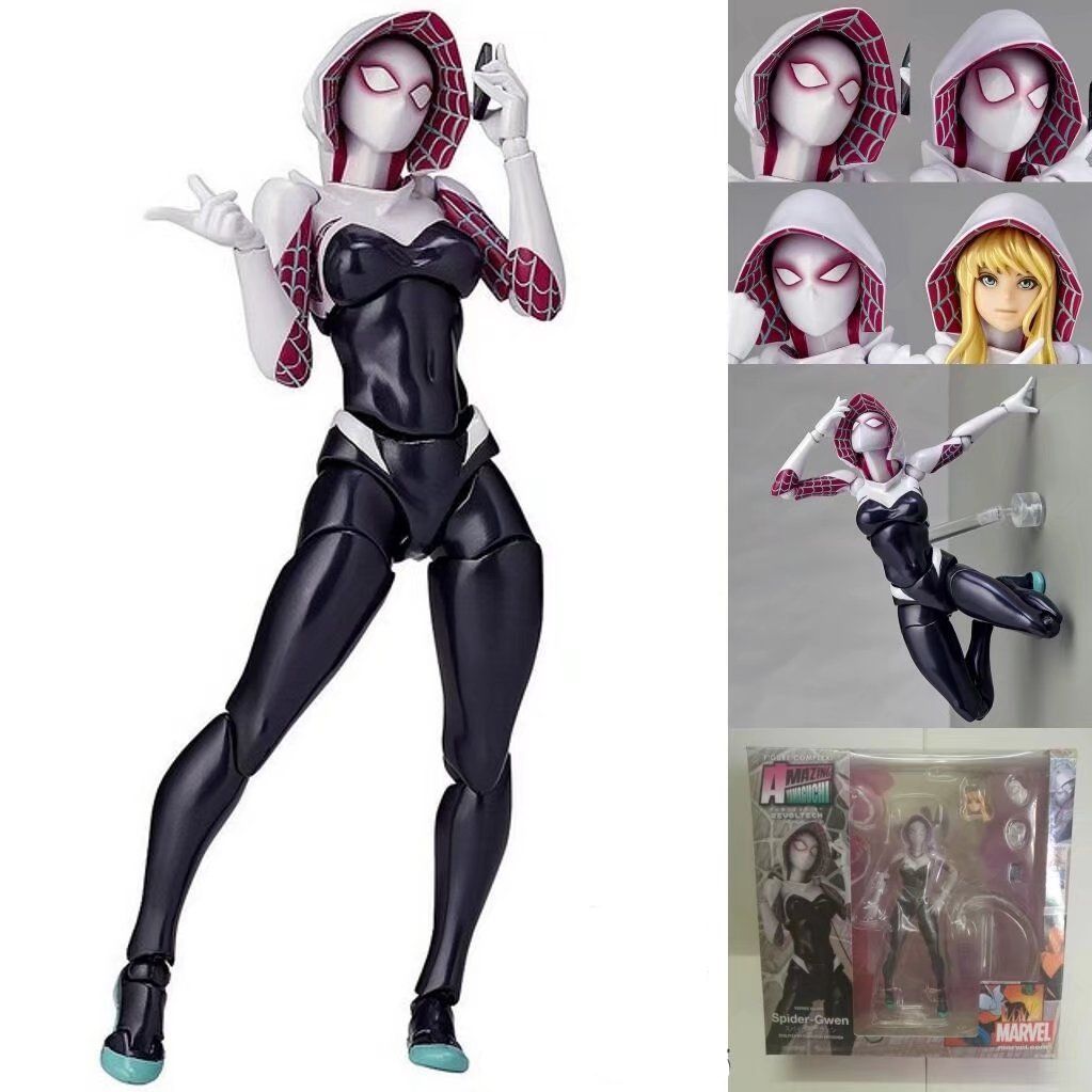 Marvel Revoltech Action Figure – Carnage Deadpool Spider-Man Venom Wolverine Magneto Captain America Gwen Stacy Collectible Toy