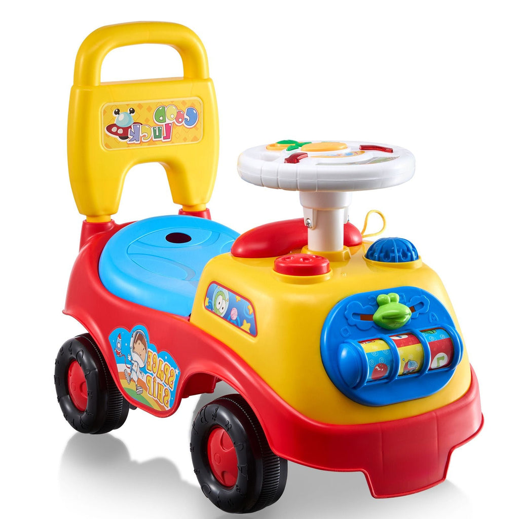 Ride‑On Push Car for Toddlers (Ages 1–3) – Sit‑to‑Stand Racer with Music, Horn & Under‑Seat Storage