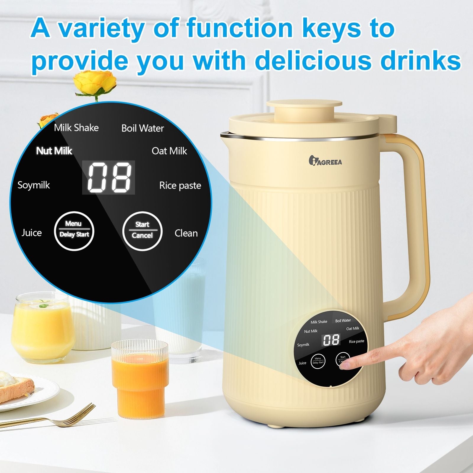 IAGREEA Nut Milk Maker 35oz | Almond Oat Soy Plant-Based Milk Machine