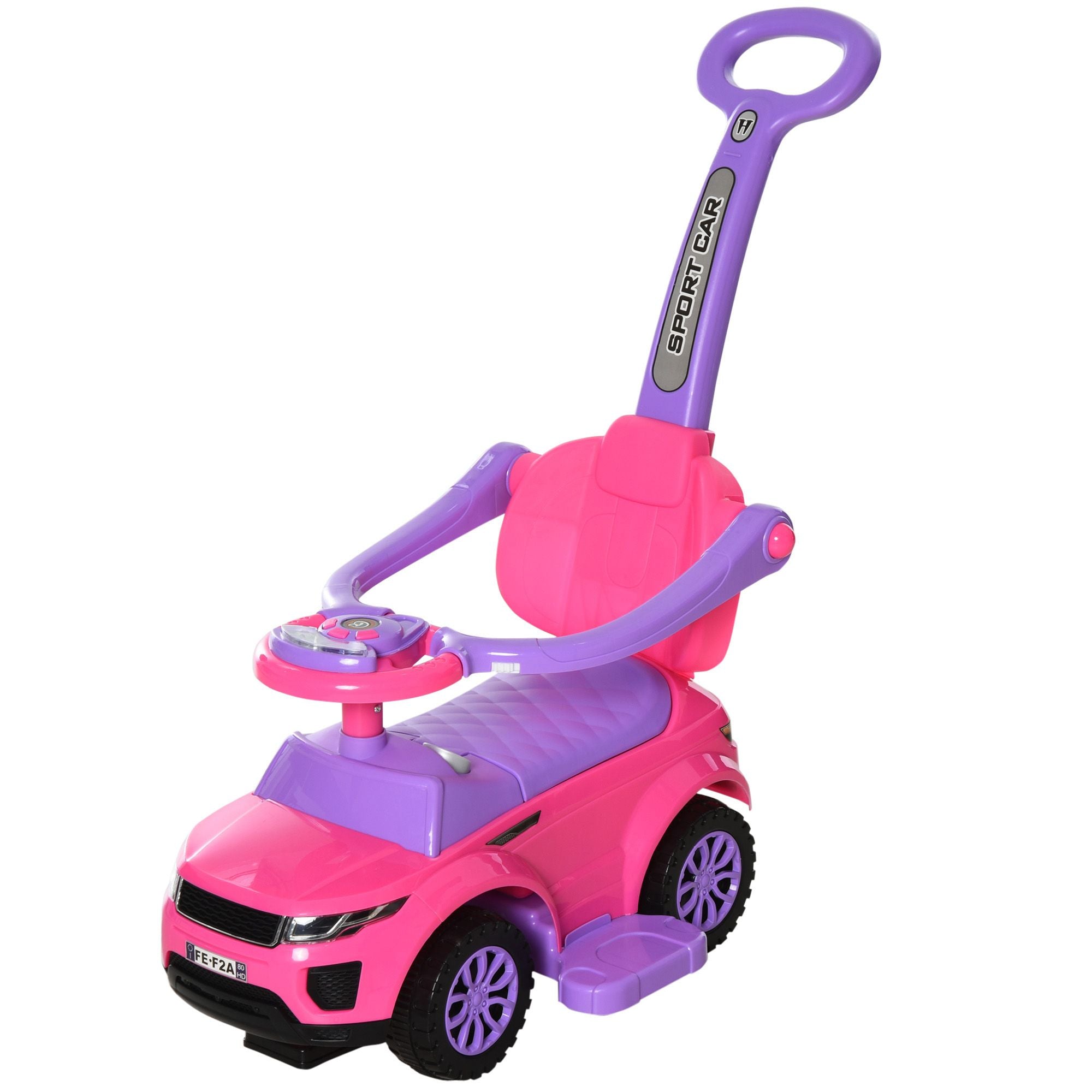 3‑in‑1 Toddler Ride‑On Push Car – Stroller, Sliding Walker & Ride‑On Toy with Music, Horn & Lights (Pink, Ages 1–3)