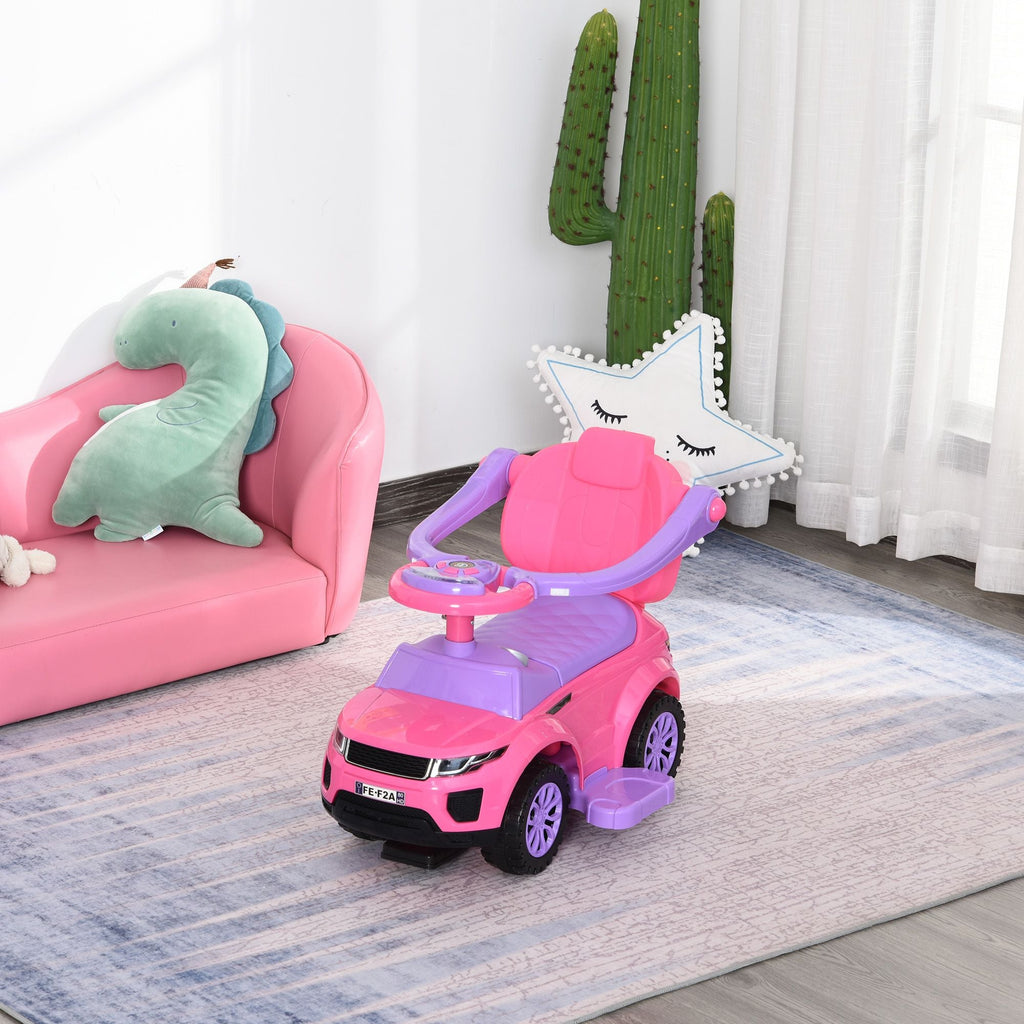 3‑in‑1 Toddler Ride‑On Push Car – Stroller, Sliding Walker & Ride‑On Toy with Music, Horn & Lights (Pink, Ages 1–3)
