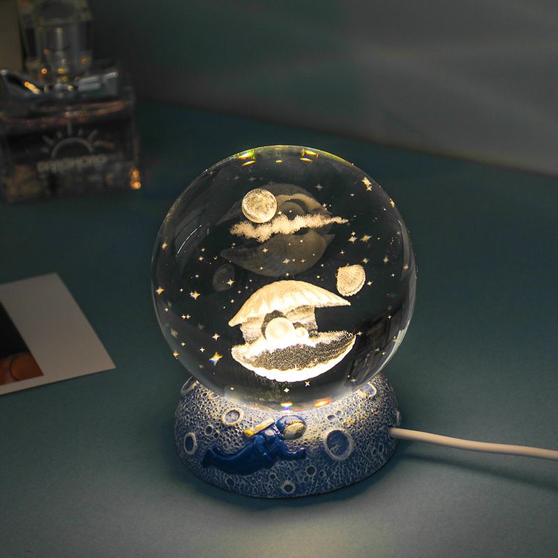 Ocean Series Crystal Ball Night Light – Glowing Desktop Ornament with Sea Creature Scenes